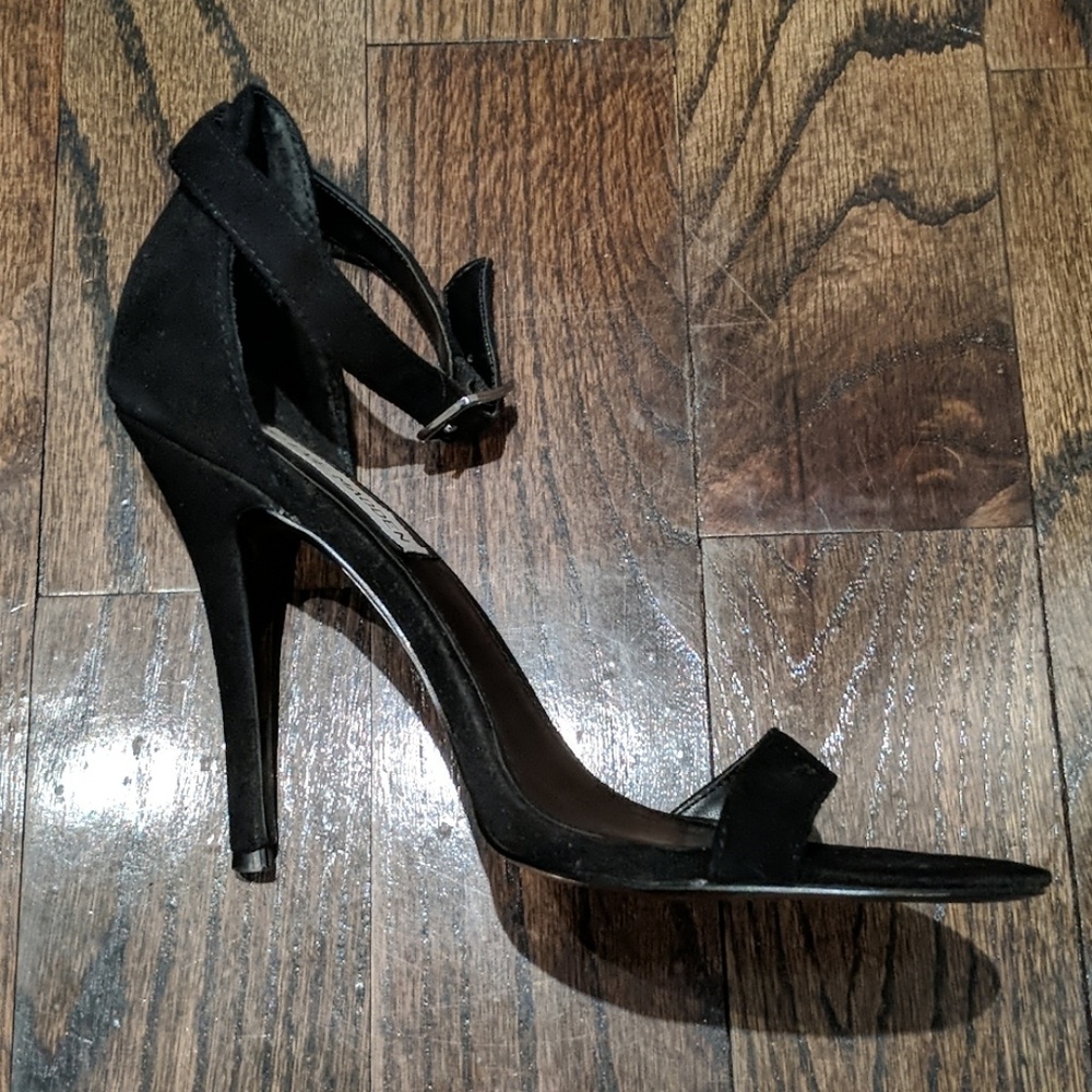 Black suede strappy heels